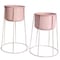 Uniquewise Set of 2 Decorative Contemporary Pink Metal Flower Planter Holders w/ Stand, 29 / 26 in H QI004246 - alternate 2